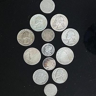 U.S. Silver Coins (12) with Buffalo Nickel 