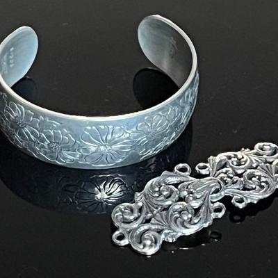 Kirk Aster Pewter Cuff and Tinn-Per Norway Frog Style Clasp