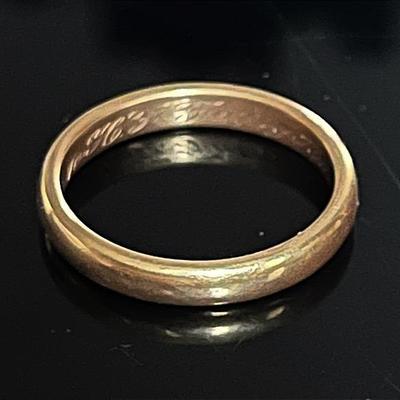 18K Yellow Gold Band Inscribed to H.F. Farny Aug 06