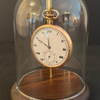 Antique Hamilton Pocket Watch With Display Cloche & Hanger/Hook