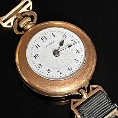 Antique Champ Swiss 14K Yellow Gold Petite Hanging Fob Watch