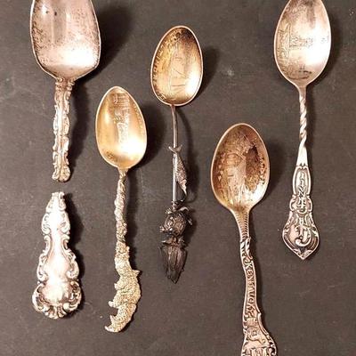 Sterling Silver Souvenir Spoons (5)