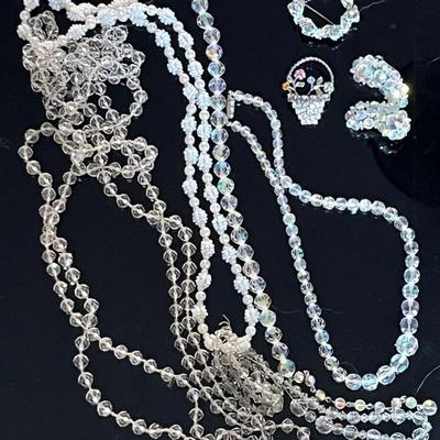 Vintage Crystal Aurora Borealis Jewelry with Hobe Earrings 