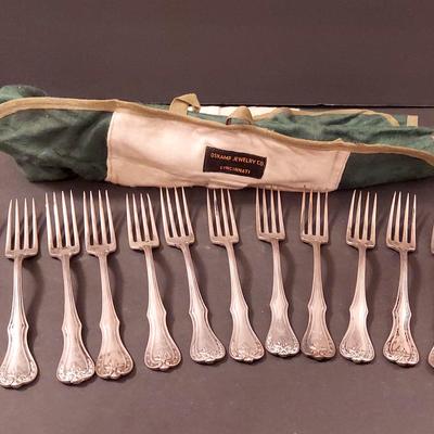 Set Of Twelve Antique Reed And Barton Sterling Salad Forks