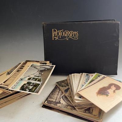 Early 20th Century Photo Album with Large Collection of European and U.S. Postcards