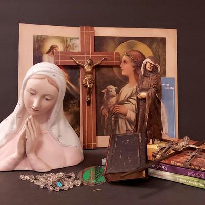 Vintage And New Religious Collectibles With Sterling Rosary