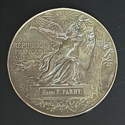 1889 Exposition Universelle Bronze Medal from Republique Francaise Awarded to Henri F. Farny