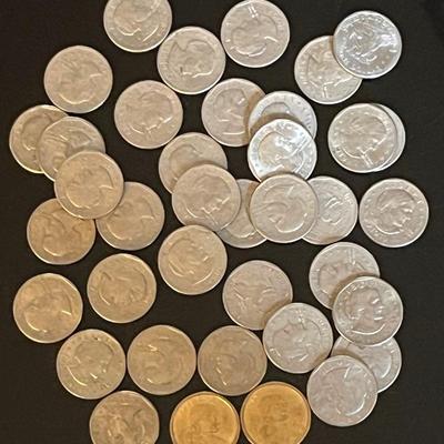 Susan B Anthony Liberty Dollar Coins (36) and Sacagawea Dollar Coins (2)