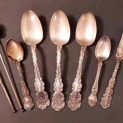 Antique Sterling Butter Knife And Spoons