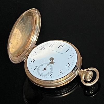 Antique 14K Yellow Gold Frank Herschede Engraved Pocket Watch