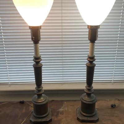 Pair of Bronze Tone Table Lamps