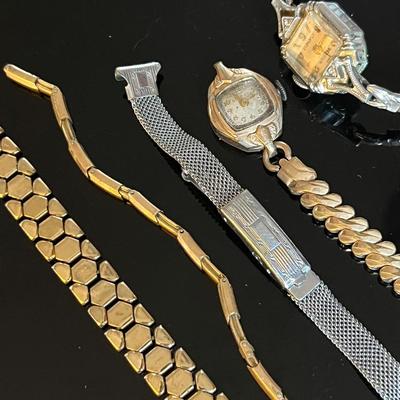 Vintage Watches with Benrus 17 Jewel with Clear Stones, Bulova 10K Rolled Gold Plus Bands