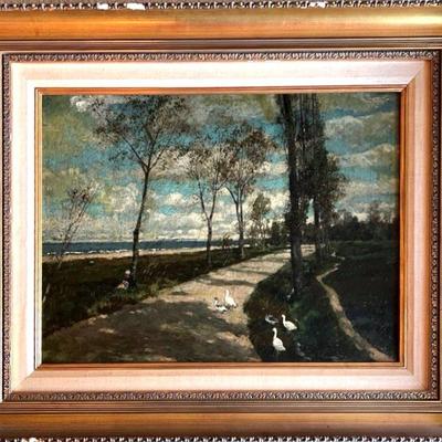 Signed 1867 Original Oil On Canvas ‘Landscape’ By Henry Farny From Cincinnati Art Museum Exhibition