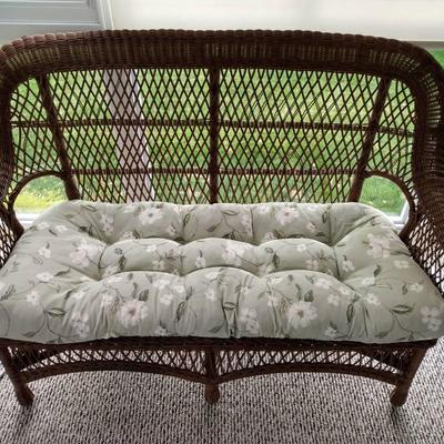 Synthetic Wicker Padded Loveseat 