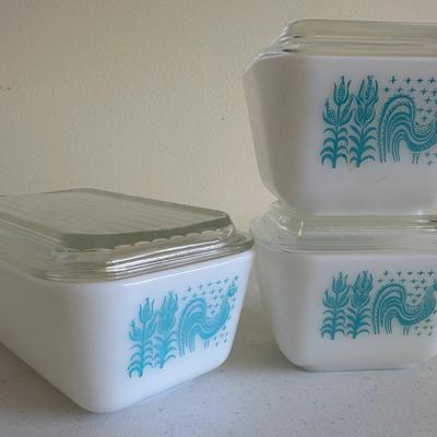 Vintage Butterprint Blue Amish Pyrex Fridgies!