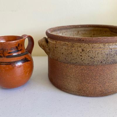 Clay Bread Pot And Small Jug