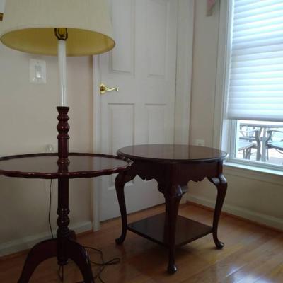 Vintage Candlestick Table Lamp And Wood Side Table