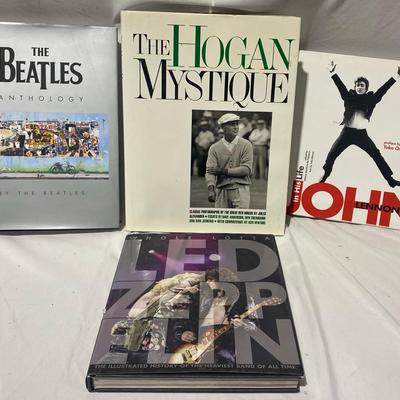 Hard Cover Books About Famous Artists, Includes Led Zeppelin, John Lennon, The Beatles, & Ben Hogan