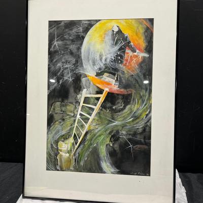 Vintage Original & Signed Fine Surrealist/Abstract Watercolor 