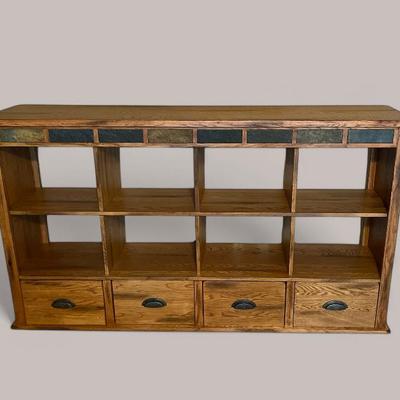 Stone Inlay & Solid Oak Wall Unit 