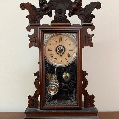 Antique 8 day Ansonia Mantle Clock ~ Works, Keeps Time, Winds, & Chimes! 