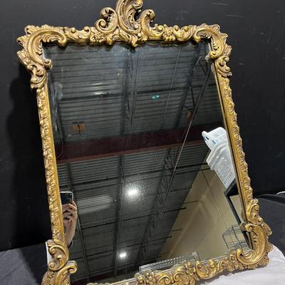 True Antique Gold Filigree Wood Framed Large Mirror 