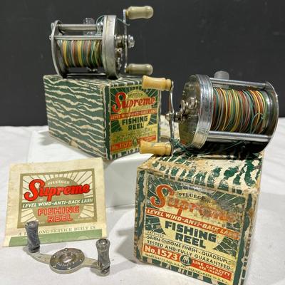 Vintage 40s/50s Pflueger Supreme 1573 Fishing Reels In Their Original Boxes