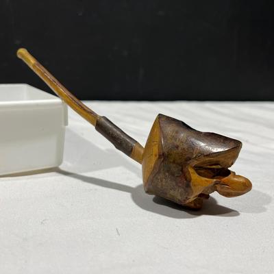 Antique European Hand Carved & Signed Folk Art Pipe 