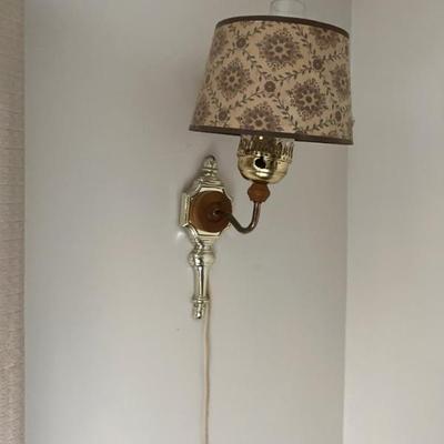 Mid century sconce brass and wood wall lamp