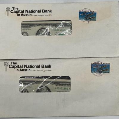 (2) Sequential 1976 Two Dollar Bills Sealed in Envelopes Postmarked 4/13/1976
