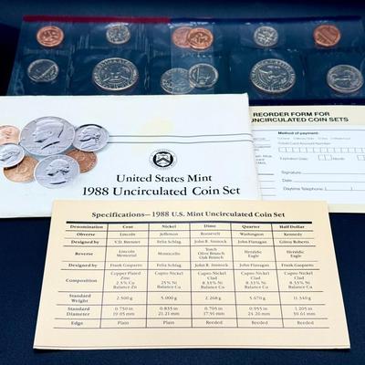 United States Mint 1988 Uncirculated Coin Set With D & P Marks C