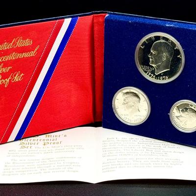 1976 United States Bicentennial 3-Coin Silver Proof Set K