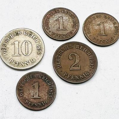 (5) Antique Pfennigs 1875-1911