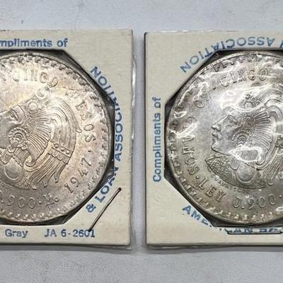 Silver Mexican Coins 1947 & 1948