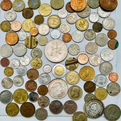 Collection of Foreign Coins #1 featuring One Troy Ounce Pure Silver Coin
