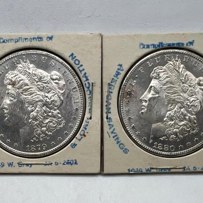 (2) Morgan Silver Dollars 1879-S & 1880-S