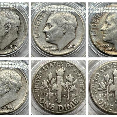 (4) Silver Roosevelt Dimes 1952 - 1962