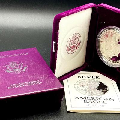 1992 American Eagle one-ounce proof silver bullion coin With Certificate