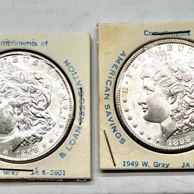 (2) Morgan Silver Dollars 1888 & 1899-O