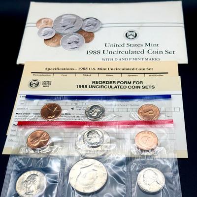 United States Mint 1988 Uncirculated Coin Set With D & P Marks A