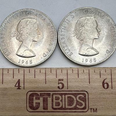 (2) 1965 Queen Elizabeth II Sir Winston Churchill British Crowns