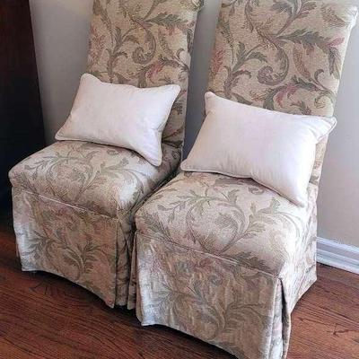 Pair Of Custom Upholstered Parsons Chairs