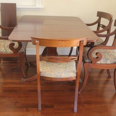 Regency Style Wooden Dining Table With Four Chairs