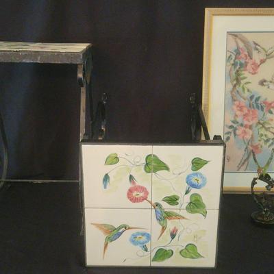 Hummingbird Tile Top Tables, Figurine, And Artwork
