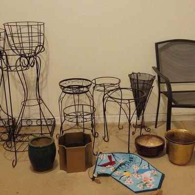 Planters, Metal Plant Stands, And Other Patio Decor