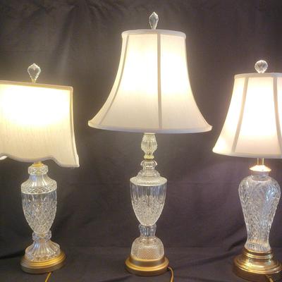 Heavy Cut Glass Table Lamps 