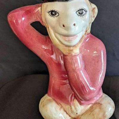 Olfaire Portugal Majolica Ceramic Monkey Pitcher