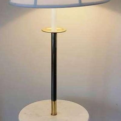 1950s Italian Marble Tall Floor Lamp Side Table