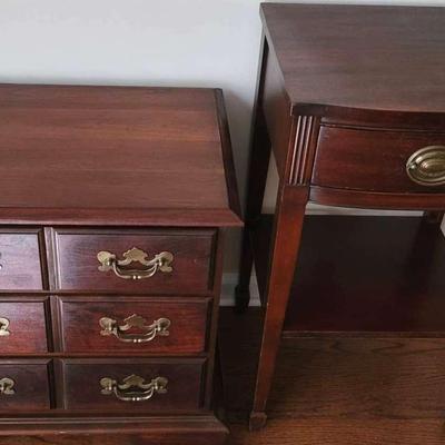 Drexel Wooden Side Table And Nightstand
