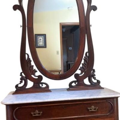 Huge Antique Dresser with Mirror 